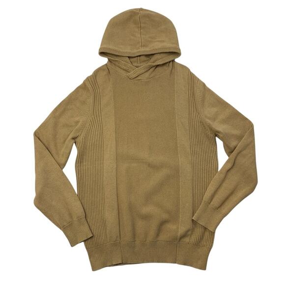 Sean John Sweater Mens XL Extra Large Camel Cotton Cable Knit Pullover Hooded - Picture 1 of 13